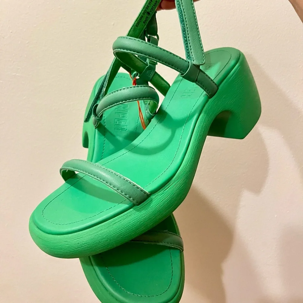 Camper Thelma Green Block Heel Sandals - Picture 3 of 5